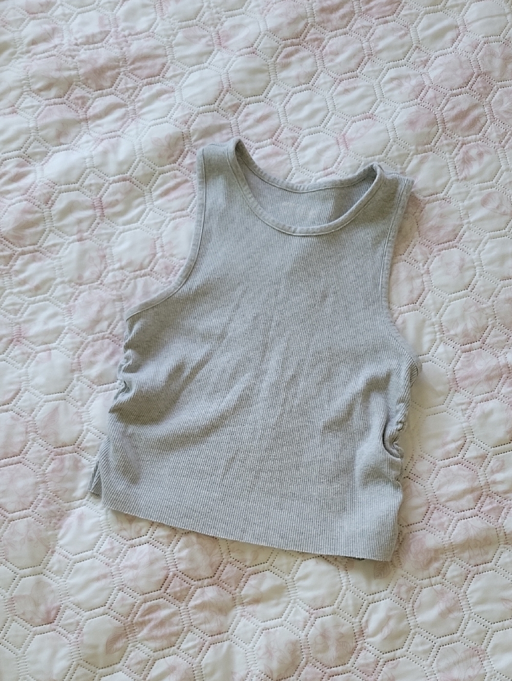 aerie Grey Ribbed Cropped Tank Top